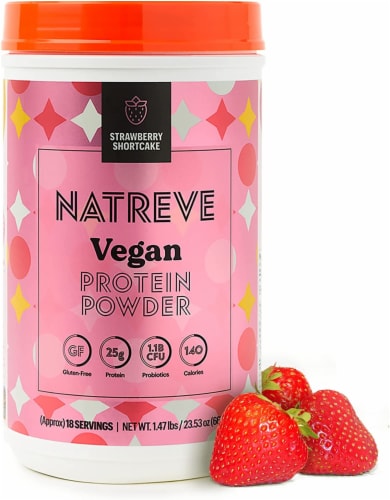 Natreve - Protein Powder Strwbry Vegan - Case of 4-23.8 OZ Perspective: front