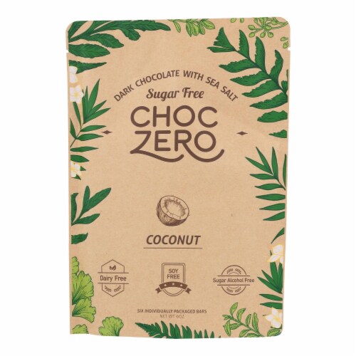 Choczero keto bark dark chocolate coconut case of 12 6 oz 12 pack