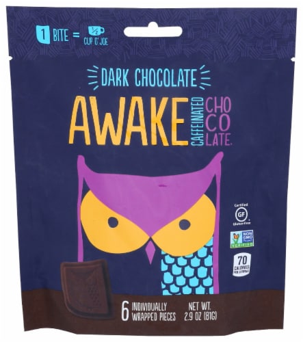 Awake Chocolate - Bag Dark Chocolate - Case of 10-2.9 OZ Perspective: front