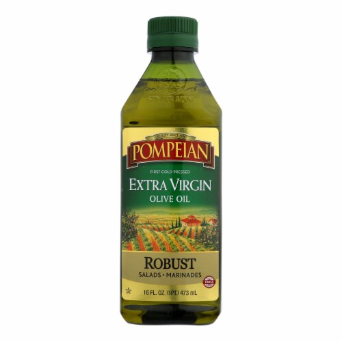 Pompeian Imported Extra Virgin Olive Oil - Case of 12 - 16 oz. Perspective: front