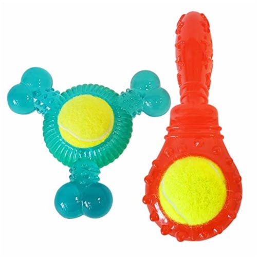 OCI 413 American Pet Textured Tennis Ball & Chewing for Dog, Blue & Red Perspective: front