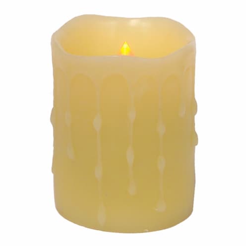 LED Wax Dripping Pillar Candle (Set of 4) 3 Dx4 H Wax/Plastic - 2 C Batteries Not Incld. Perspective: front