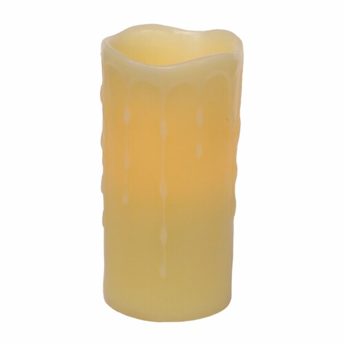 LED Wax Dripping Pillar Candle (Set of 4) 3 Dx6 H Wax/Plastic - 2 C Batteries Not Incld. Perspective: front