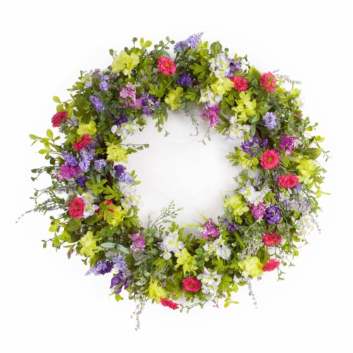 Mixed Floral Wreath 28 D Polyester/Plastic Perspective: front
