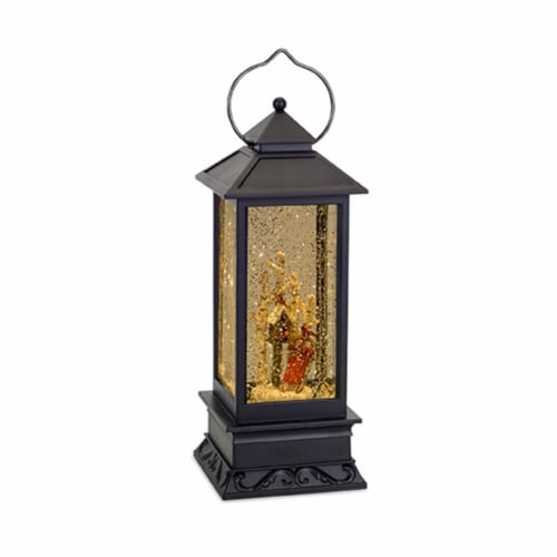 Melrose International  Lantern Snow Globe w/ Birdhouse and Sled Perspective: front
