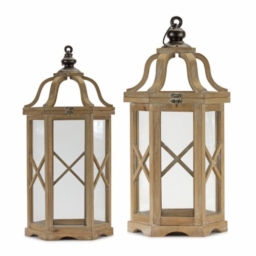 Lantern (Set of 2) 23.5 H, 31 H Wood/Iron Perspective: front