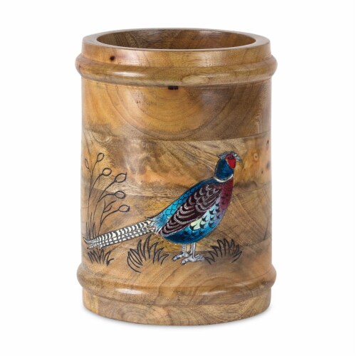 Pheasant Container 6.5 D x 9 H Wood Perspective: front