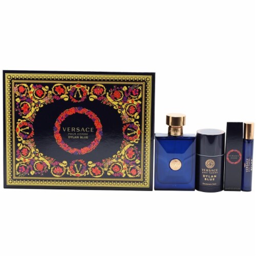 Versace Dylan Blue for Men 3.4oz 4-Piece Gift Set (with .3oz Mini