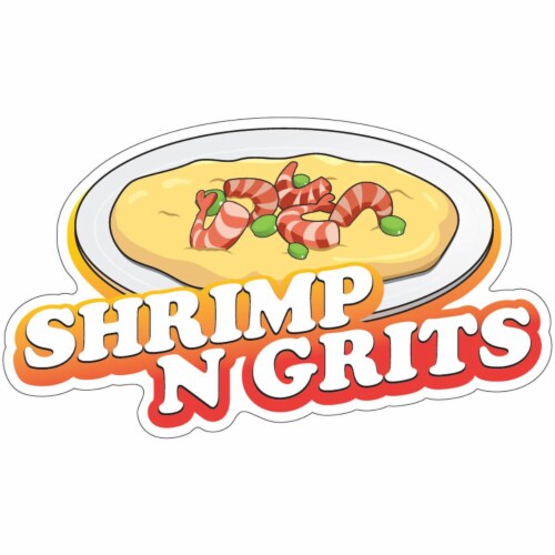 SignMission 8 in. Shrimp N Grits Decal Concession Stand Food Truck Sticker Perspective: front