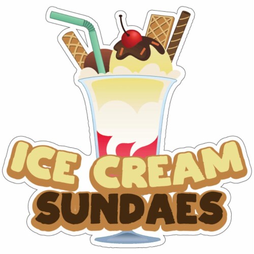 SignMission 16 in. Ice Cream Sundaes Decal Concession Stand Food Truck Sticker Perspective: front