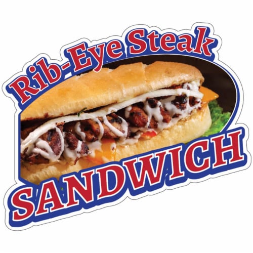 SignMission 16 in. Rib-Eye Steak Sandwich Decal Concession Stand Food Truck Sticker Perspective: front