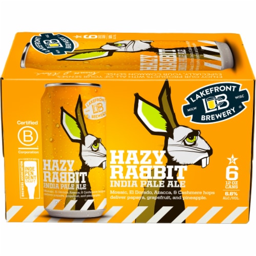 Lakefront Hazy Rabbit IPA Can Beer Perspective: front