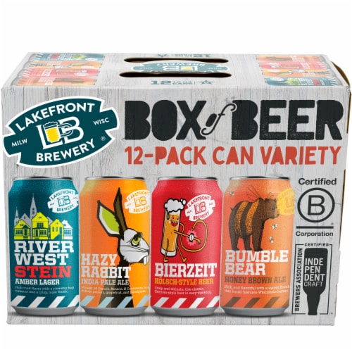 Lakefront Brewery® Box of Cans Perspective: front