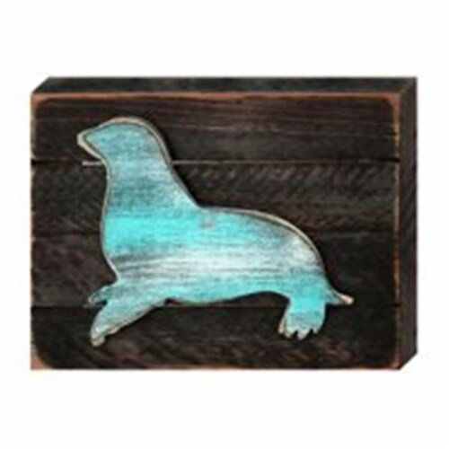 Designocracy 98532-12 Coastal Sea Lion Art on Board Wall Decor Perspective: front