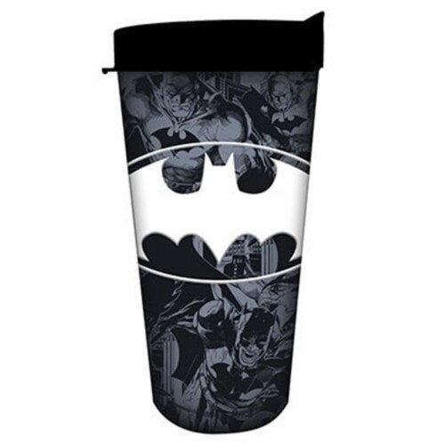 16 oz Gray Batman Multi Pose Collage Logo Domestic Tumbler Perspective: front