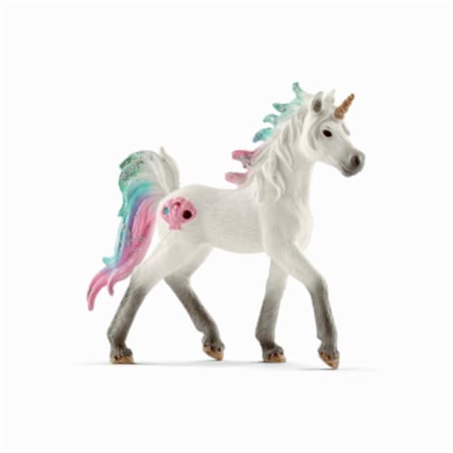 Sea Unicorn Foal for Ages 3 & Up - White with Rainbow Perspective: front