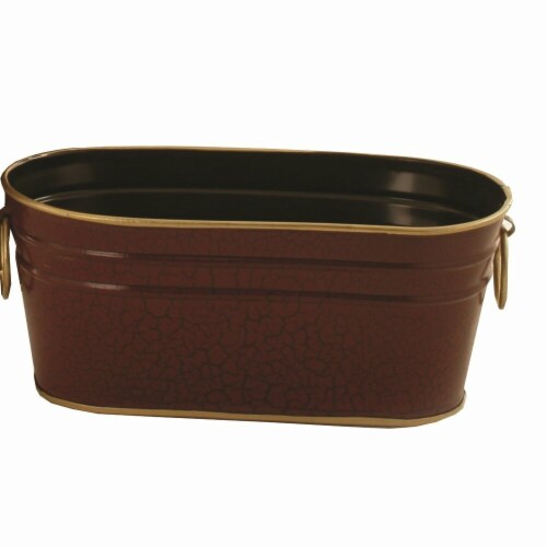9 in. Oval Metal Planter Perspective: front