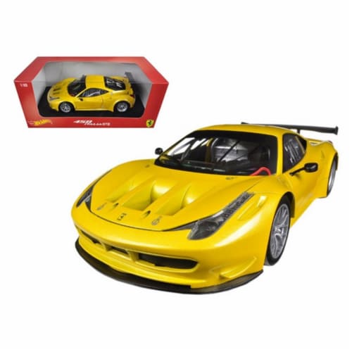 Hot wheels BCJ78 Ferrari 458 Italia GT2 Yellow 1-18 Diecast Car Model, 1 - Food 4 Less