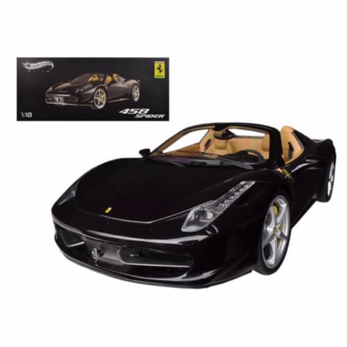 Hot wheels BCJ90 Ferrari 458 Spider F1 Glossy Black Elite Edition 1-18 Diecast Car Model Perspective: front