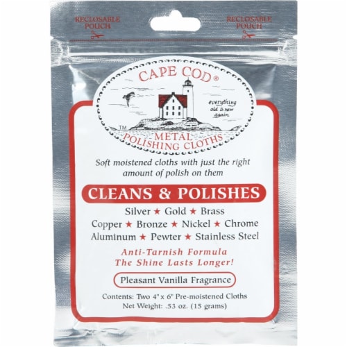 Cape Cod Pre-Moistened Metal Polishing Cloth (2 Count) 8821 Perspective: front