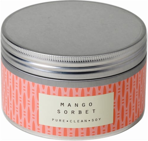 Pure Clean Soy Mango Sorbet 3-Wick Candle Tin - Orange - 14.6 Ounce Perspective: front