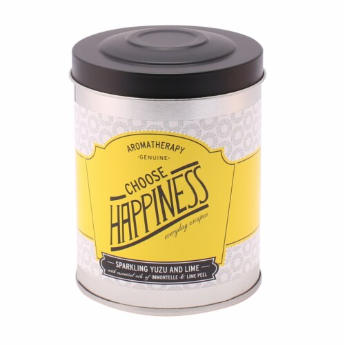 Illume Choose Happiness Sparkling Yuzu and Lime Tin Candle Perspective: front