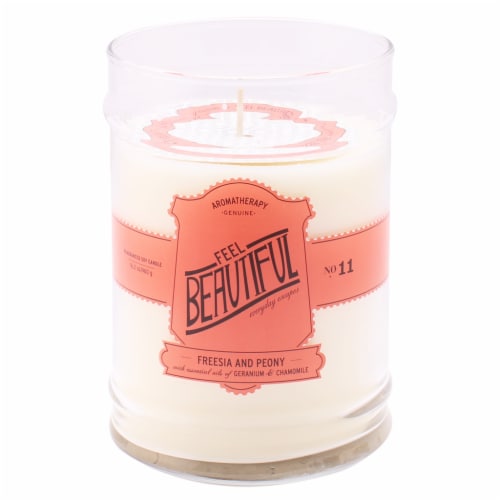 Illume Feel Beautiful Freesia and Peony Candle Perspective: front