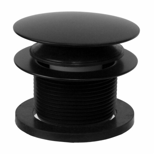 Westbrass 1.5 Inch Round Mushroom Cap Coarse Thread Tiptoe Bathtub Drain, Black Perspective: front