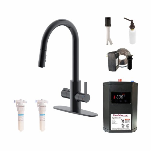 Westbrass KH31BK-6226 3 In 1 Kitchen Faucet Matte Black/Polished Chrome