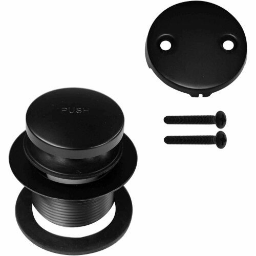 Westbrass 1.5 Inch Universal Tiptoe Bathtub Trim Set w/ 2 Hole Faceplate, Black Perspective: front