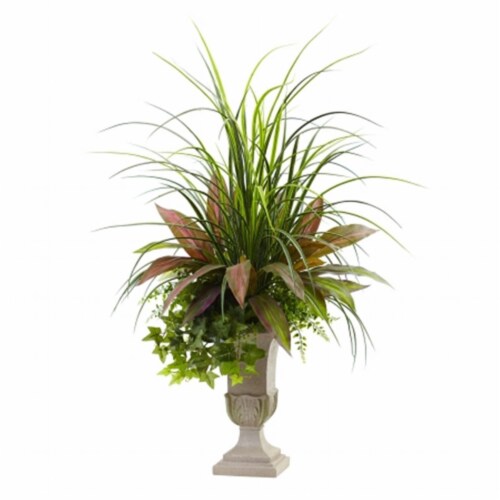 3 ft. Mixed Grass, Dracena, Sage Ivy & Fern With Planter Perspective: front