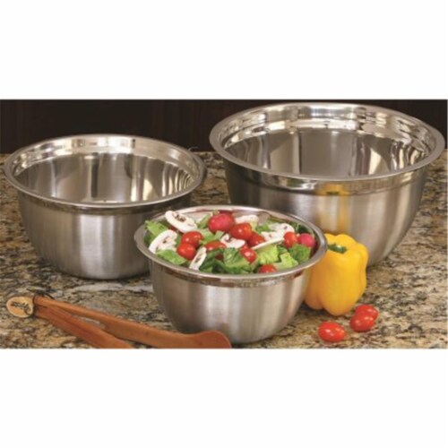 Stainless Steel Mixing Bowl Set, Silver - 3 Piece Perspective: front