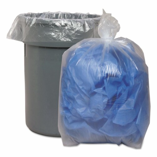 38 x 58 in. 60 gal Super Extra-Heavy Can Liner, Clear Perspective: front