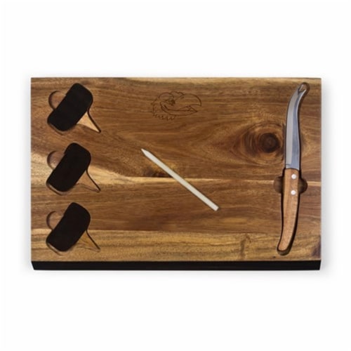 Kansas Jayhawks - Delio Acacia Bamboo Cheese Board & Tools Set Perspective: front