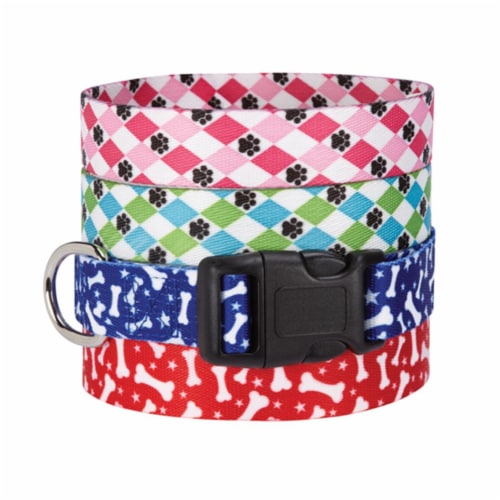 CC Pooch Patterns Collar 18-26 In Blue Argyle Perspective: front