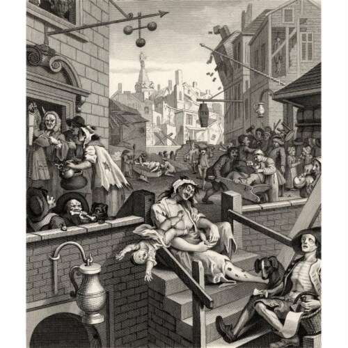 26 x 30 in. Beer Street & Gin Lane From The Original Design by Hogarth From The Works of Hoga Perspective: front