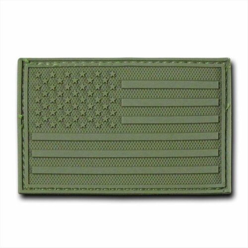USA Flag Rubber Patch&#44; Olive Perspective: front