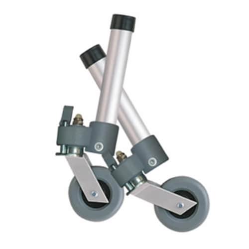Locking Swivel Walker Wheels with Two Sets of Rear Glides, Grey Perspective: front