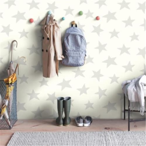Star Peel & Stick Wallpaper, Grey Perspective: front