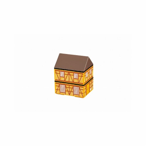 Microwaveable Brown Brick Farm House 2-Tier Lunch Box Perspective: front
