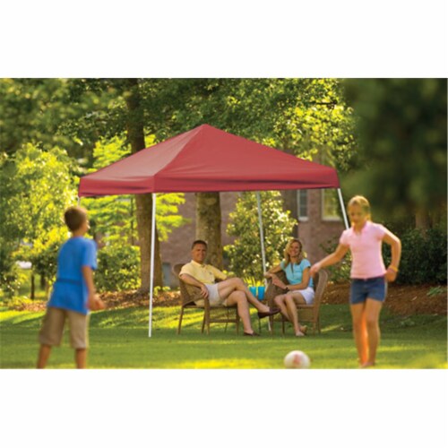 10x10 SL Pop up Canopy Red Cover Black Roller Bag 1 Pay Less Super Markets