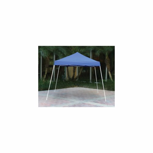 10x10 SL Pop-up Canopy  Blue Cover  Blue Roller Bag Perspective: front