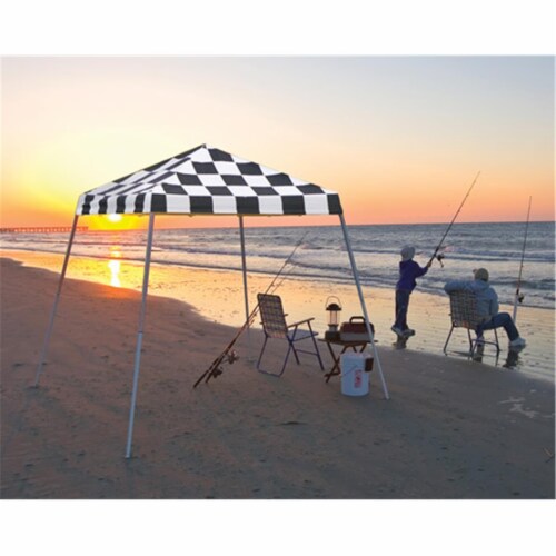 8x8 SL Pop-up Canopy  Checkered Flag Cover  Black Bag Perspective: front