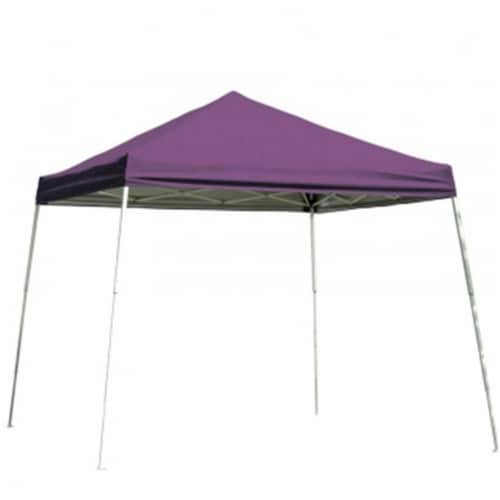 10x10 SL Pop-up Canopy, Purple Cover, Black Roller Bag Perspective: front