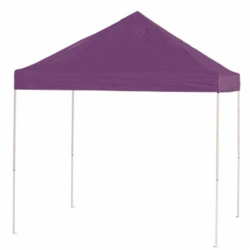 10x10 ST Pop-up Canopy, Purple Cover, Black Roller Bag Perspective: front