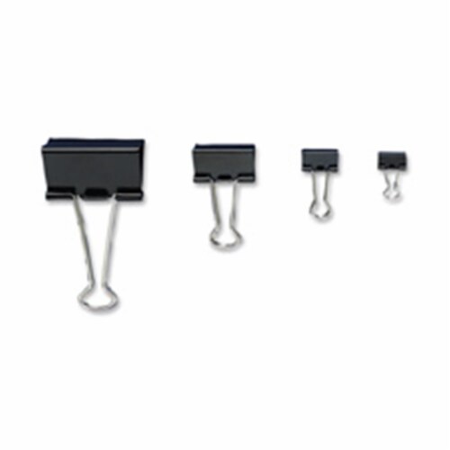 Binder Clips&#44; Medium&#44; 1.25 in. W&#44; .63 in. Capacity&#44; Black-Silver Perspective: front