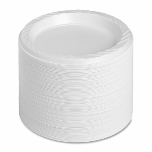 6 in. Plastic Round Plates - White Perspective: front