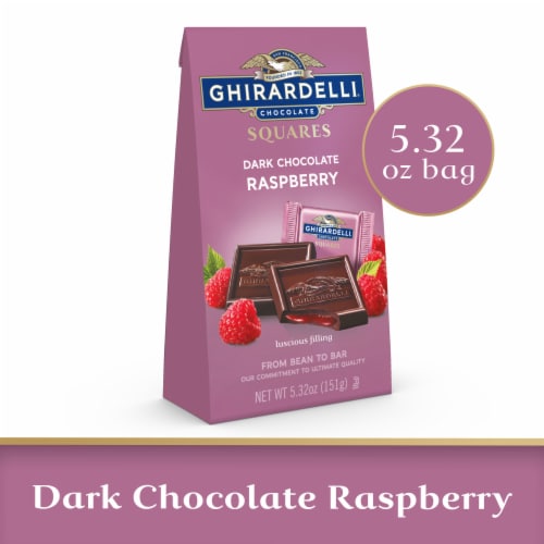 Ghirardelli® Dark Chocolate Raspberry Squares Perspective: front