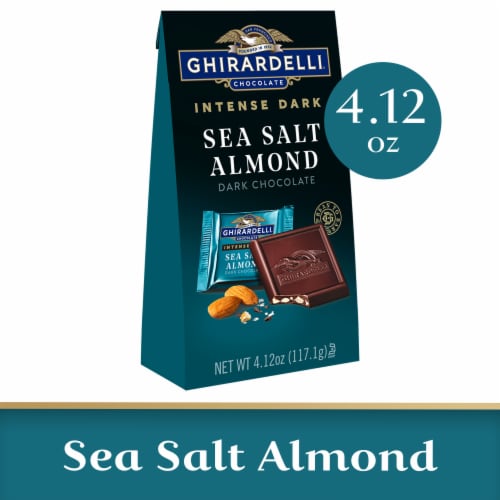 Ghirardelli® Sea Salt Almond Intense Dark Chocolate Squares Perspective: front