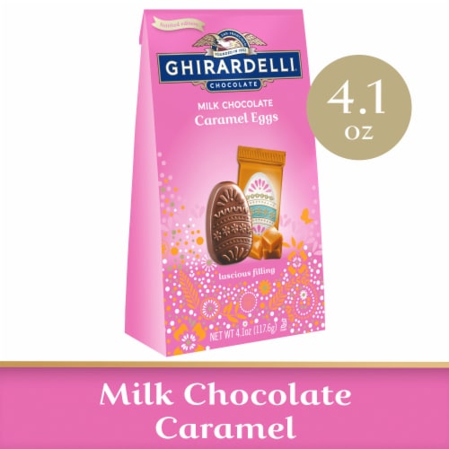 Ghirardelli® Milk Chocolate Caramel Eggs Easter Candy Perspective: front